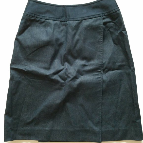 Kasper & Co Petite Navy Blue Faux Wrap Straight Pencil Skirt Size 2P Flat Front - Picture 1 of 3